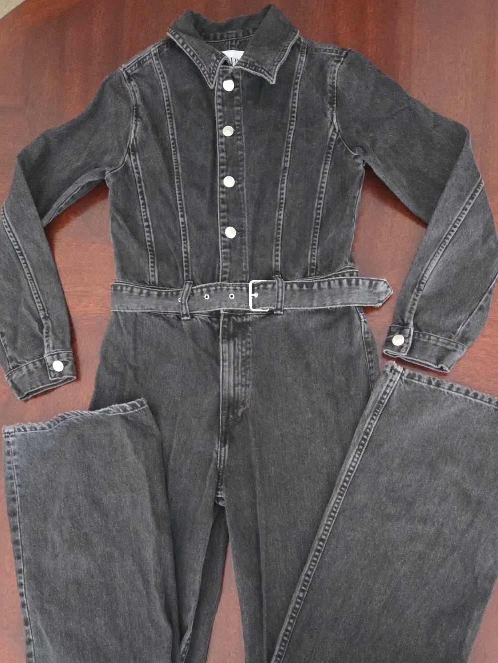 Zara Black Washed Denim Jumpsuit